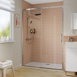 Painel de correr cromado com vidro transparente 140cm Odalia