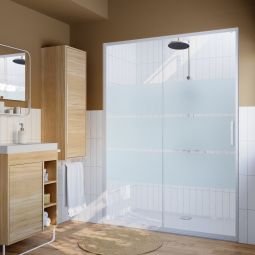 Painel de correr branco com vidro serigrafado 140cm Odalia