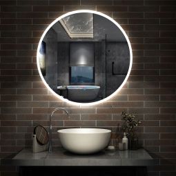 Espelho de casa de banho LED 80cm + anti-embaciamento + brilho ajustável