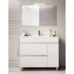 Móvel de banho caprera, lavatório y espelho branco 100x45cm