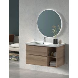 Mueble de baño zeus con lavabo centrado y espejo LED estepa 90 cm
