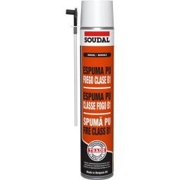 ESPUMA POLIURETANO FOGO CLASE B1 (CÁNULA) SOUDAL 750 ml