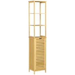 Coluna casa de banho 34x30x173 cm mdf, bambú color marrón kleankin