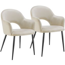 2 cadeiras de sala de jantar aspecto terciopelo 57 x 61,5 x 87,5 cm crema