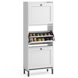 Sapateira compacta branca em mdf - 50 x 24 x 130 cm