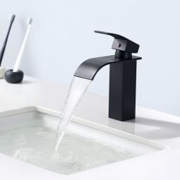 Torneira para pia com cascata preta moderna auralum, torneira para banheiro