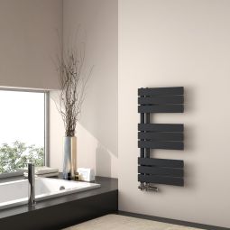 Emke toalheiro água quente 76x40cm, painel preto fosco, vertical