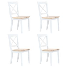 Cadeiras de jantar 4pcs seringueira maciça branco/madeira clara ewg5430