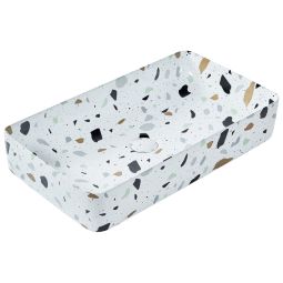 Lavatório de bancada nules 51 x 34 cm cerâmica efeito de terrazo branco