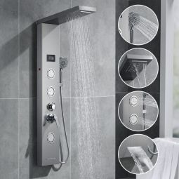 Painel de chuveiro hidromassagem - auralum - LED - aço inoxidável - 5 funçõ