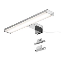 LED 8w 30cm ip44 parede, slim, alumínio cromado, branco neutro