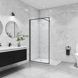 Painel de duche fixo borda serigráfica preta,barra1 90cm,(88-90)x200cm