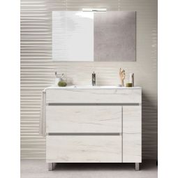 Móvel de banho caprera, lavatório y espelho nordic branco 120x45cm