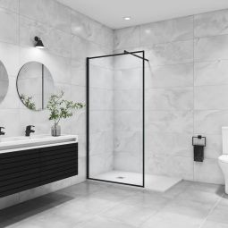 Painel de duche fixo borda serigráfica preta,barra 70-120cm,(98-100)x200cm