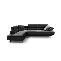 Sofá de canto chaise longue executive 262cm preto, chaise esquerda