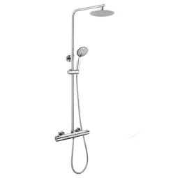 Kibath coluna de chuveiro termostática redonda 75-125 cm cromado brilhante