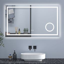 Aica espelho de casa de banho LED 120×70cm,espelho de aumento,bluetooth