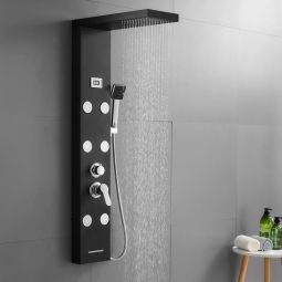 Auralum preto coluna de chuveiro de hidromassagem tela lcd display de tempe