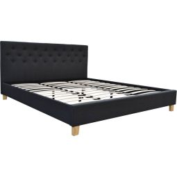 Cama "emmy" - 180 x 200 cm - cinza escuro -