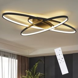 Nettlife preto LED plafon 75w regulável com controle remoto interior