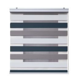 Estore de rolo noite e dia com acabamento em alumínio tricolor 80 x 250 cm