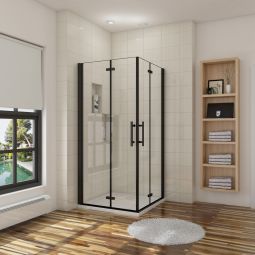 Cabine de duche quadrada fole,vidro easyclean 5mm,preto mate,90x90x190cm