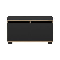 Sapateira brande estofada aglomerado 42x80x35cm carvalho / preto  [en.casa]