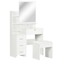 Toucador de maquilhagem 80x38x143cm color blanco Homcom, casa - quarto