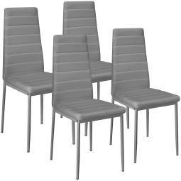 4 cadeiras de sala de jantar de couro sintético, 41x45x98,5cm, cinzento