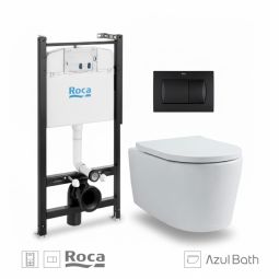 Pack roca active cisterna e botão preto mate wc lia tornado azulbath