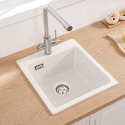 Pia de cozinha - granito - 1 cuba - branco - 40x45x20cm - anti-odor e silen