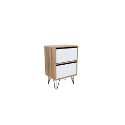 Mesa de cabeceira pino, branco e carvalho 60x40cm