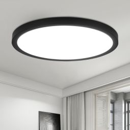 Nettlife teto LED plano 30 cm - 24 w, preto, 6000 k - iluminação