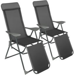 Set 2 cadeiras, dobráveis de alumínio e ajustável, antracite