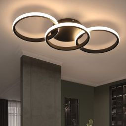 Nettlife moderna luz de teto LED preta redonda com branco quente 36w