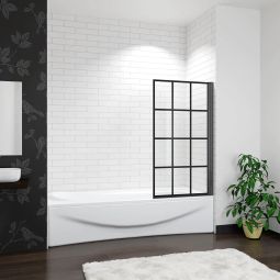 Aica tela dobrável para banheira,vidro 6mm,preto fosco,(78-80)x140cm