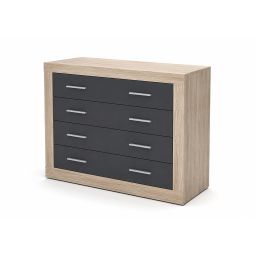 Cômoda kiara com 4 gavetas, carvalho e grafito 98x82cm