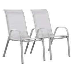Poltrona de jardim textilene "cordoba" - fénix - cinza claro- kit de 2