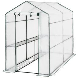 Tectake estufacobertura,4 prateleiras,malha arame,186x120x190,branco