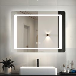 Espelho de casa de banho LED 80×60cm + anti-embaciamento