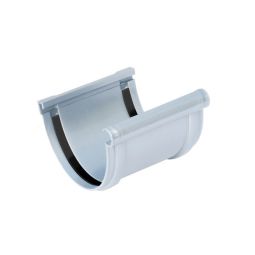 União de caleira em PVC curvo cinzento 125 mm