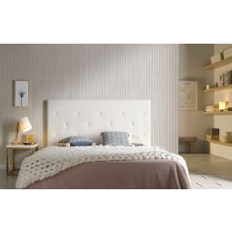 Cabeceira sapphire para cama de 150 cm em pele sintética branca, 154x115x8.