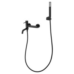 Misturador para banheira e chuveiro preto fosco em latão e zamak