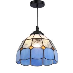 Candeeiro suspenso com mosaico floral azul em vidro ø20cm –