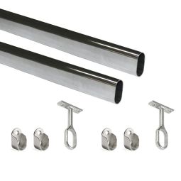 Emuca lote de 2 calhas de armário ovais 30x15mm comprimento 1,15m com