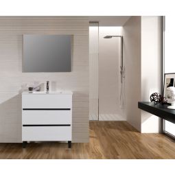 Conjunto de casa de banho Bea cor branco e preto 85x46cm