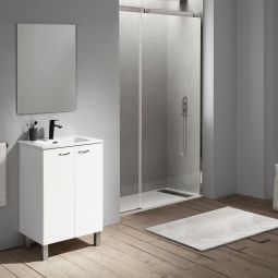 Conjunto móvel de casa de banho e lavatório Marga cor branco 50cm