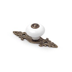 MAÇANETA DOURADO ENVELHECIDO E PORCELANA BRANCA 827