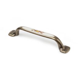 Puxador flor 96 ouro velho e porcelanda