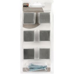 Pack 6 puxadores zamak quadrado cromado mate